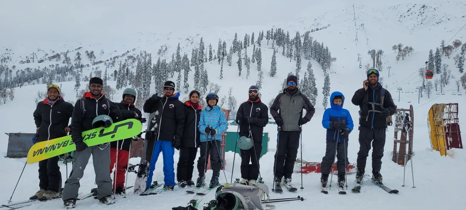Wide alpine panorama of Gulmarg ski terrain in the Pir Panjal